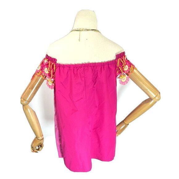 Peter Pilotto Size 10 US Pink Appliqued Lace Trim Paneled Off Top Blouse $805 - Picture 5 of 16